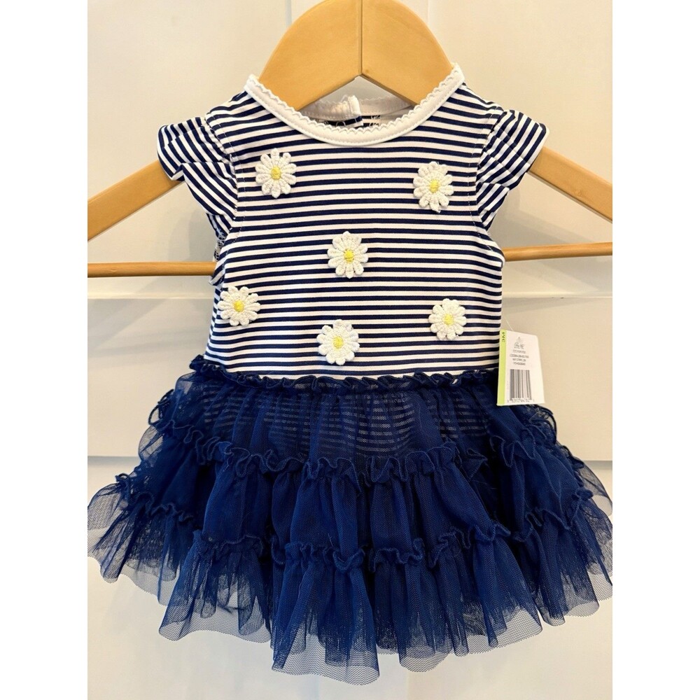 NEW With Tags Little Me Short Sleeve Dress Daisies TuTu Easter Spring Size 3 Mo